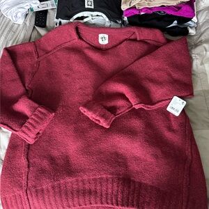 We The Free Women's Burgundy Crew Neck Sweater